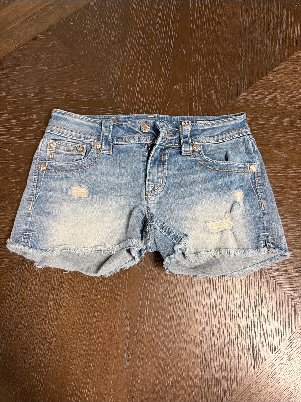 Miss Me Light Blue Distressed Denim Cutoff Shorts